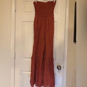 Free People Rust Floral Wide Leg Jumpsuit